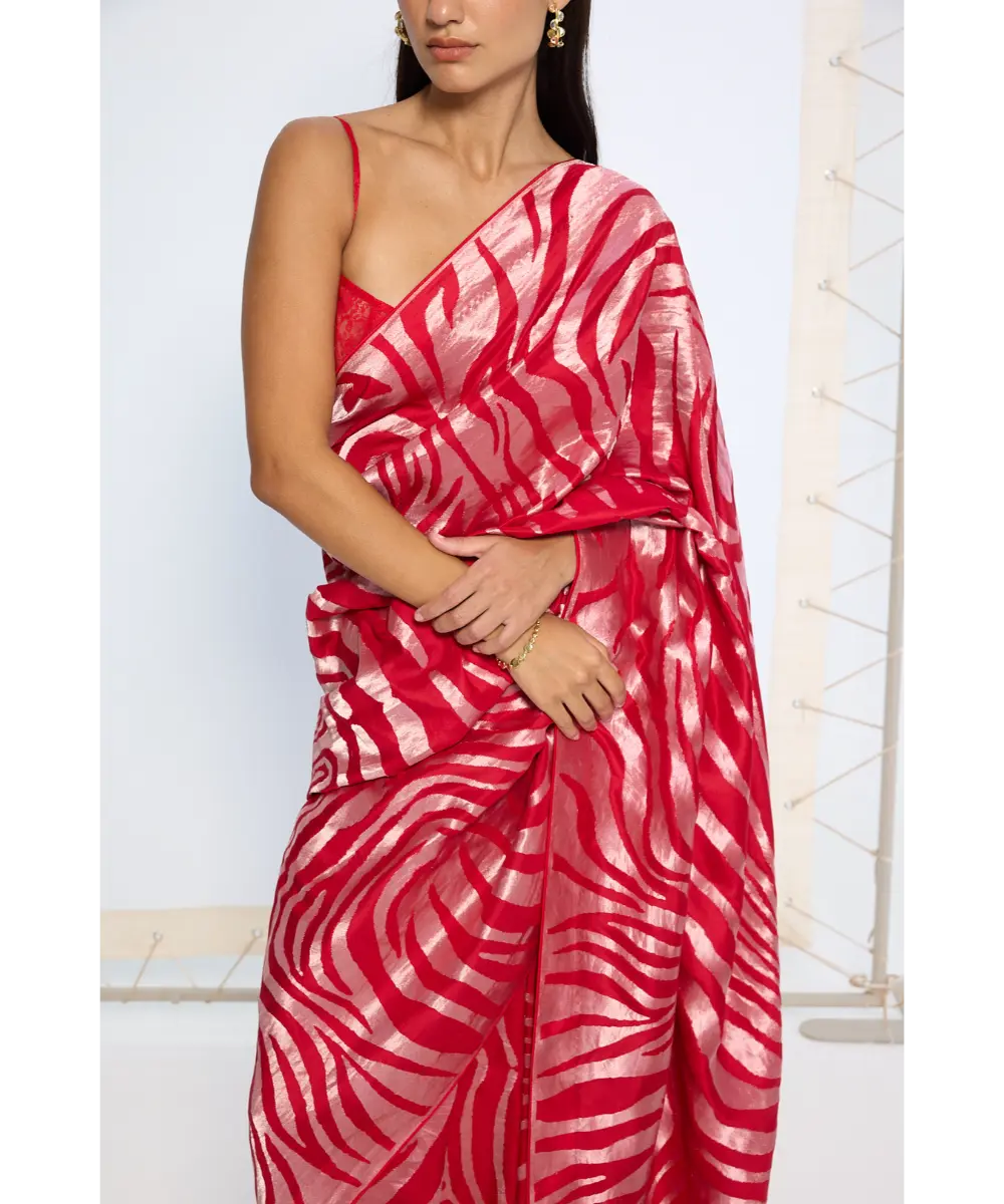 EKAYA BANARAS - Handwoven Scarlet Silk Saree